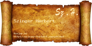 Szinger Herbert névjegykártya